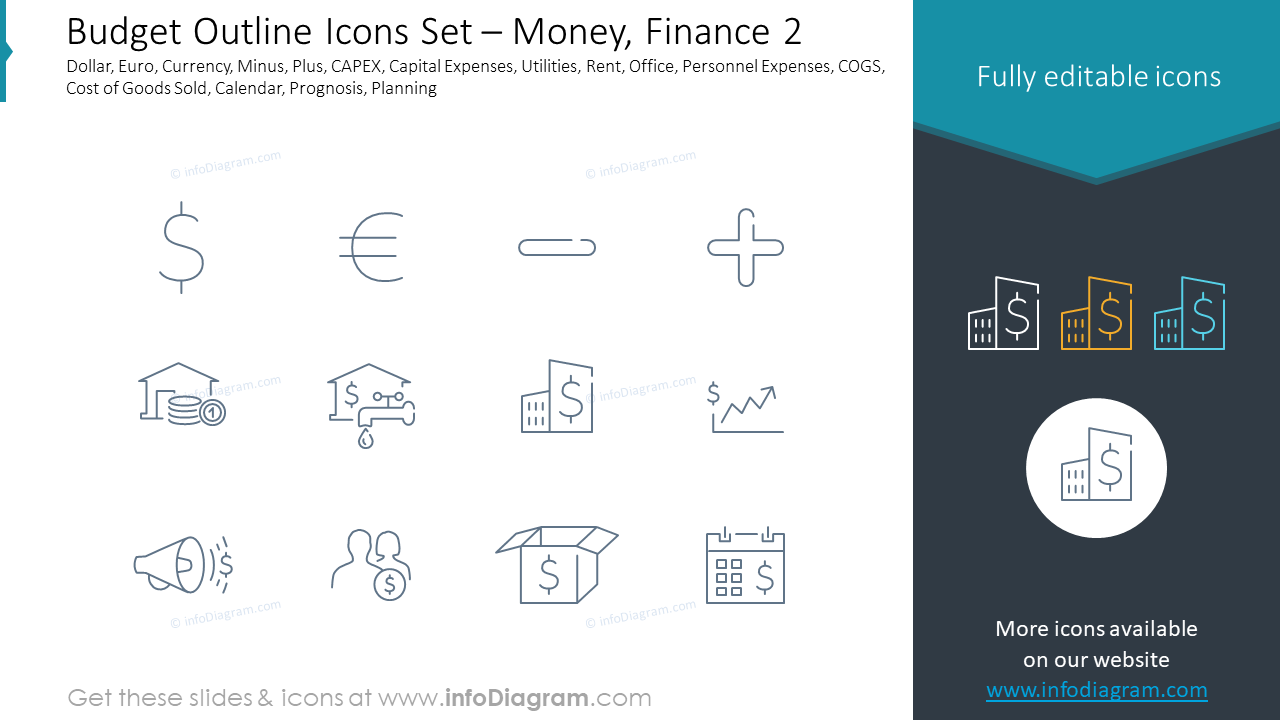 Budget Outline Icons Set – Money, Finance 2