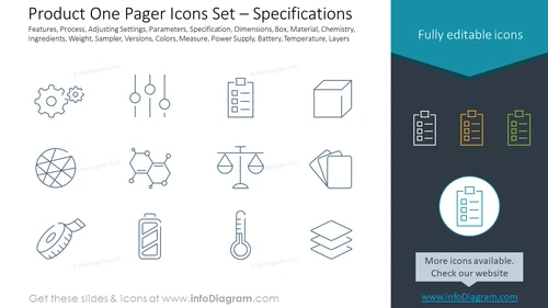 Product One Pager Icons Set – Specifications