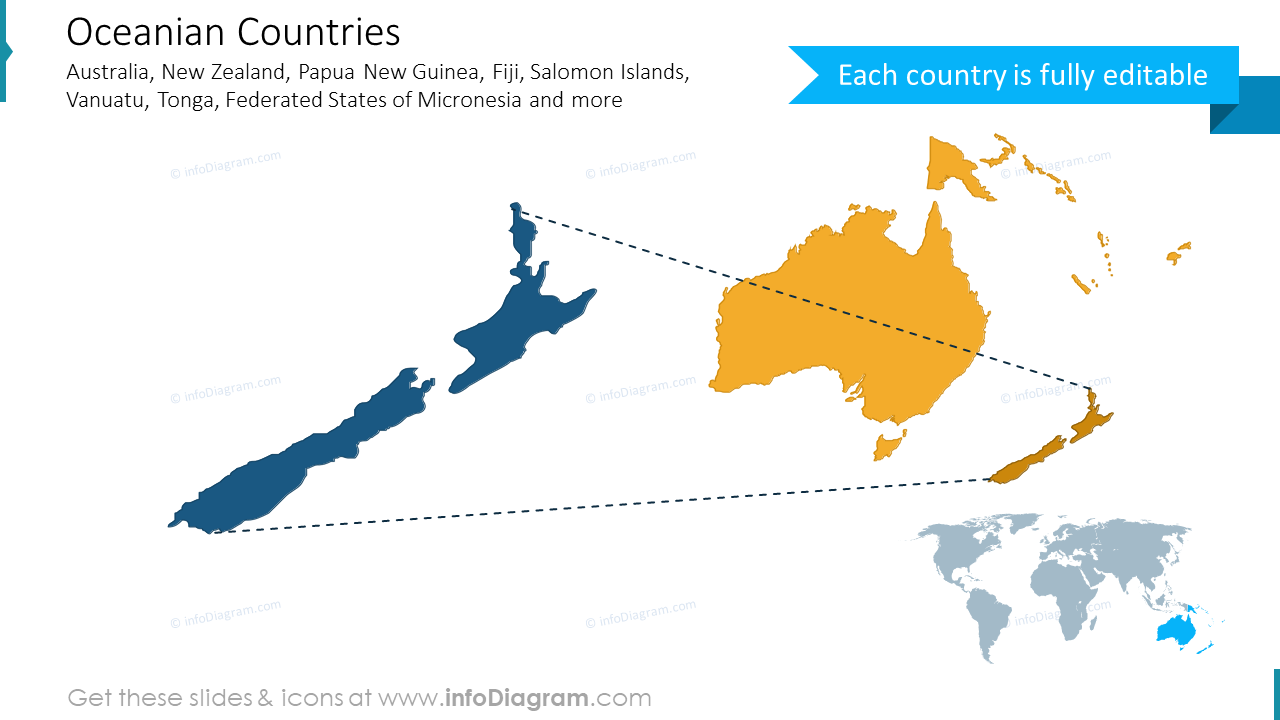 Australia continent countries map new zealand ppt
