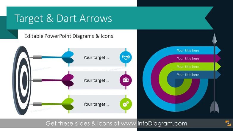 Target Bullseye and Dart Arrows Graphics (PPT Template)