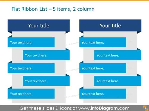 Flat Ribbon List for placing 5 items in 2 columns
