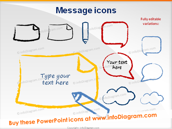 message bubble cloud pencil icons powerpoint