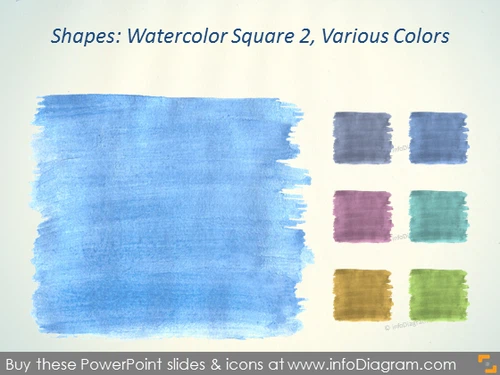 Watercolor square Brush blue Aquarelle ppt icons