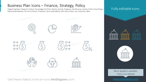 Business Plan Icons – Finance, Strategy, Policy