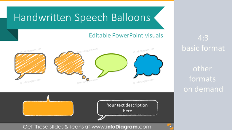 Speech Balloons Handwritten Bubbles Sketches (PPT clipart shapes)