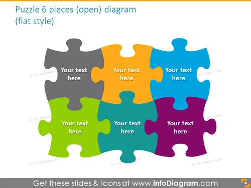 puzzle 6 pieces open diagram powerpoint