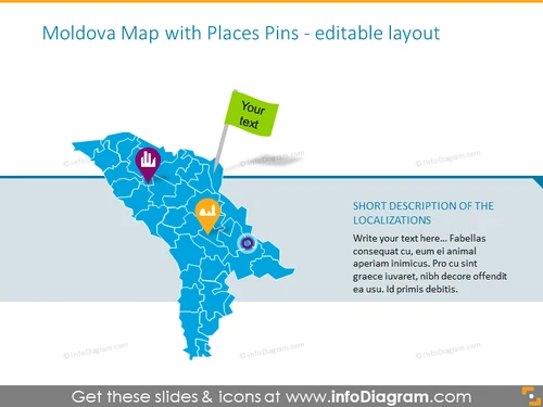 Moldova Map with Places Pins
