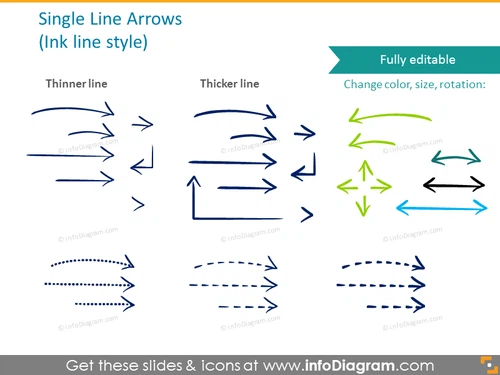 Single arrows illustrated in ink style