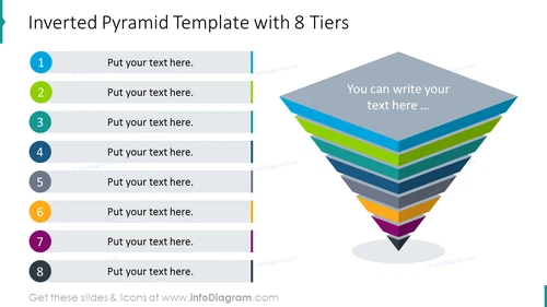 Inverted pyramid template with eight tiers 