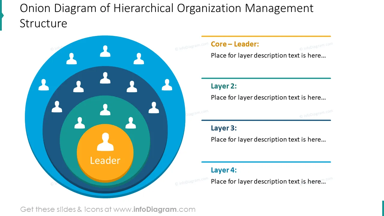 Onion diagram of hierarchical organization management structure