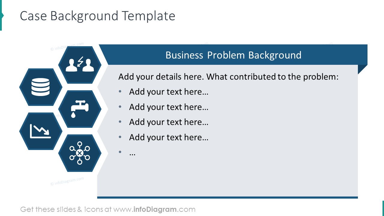 Case background template with honeycomb graphics and list description With Template For Business Case Presentation