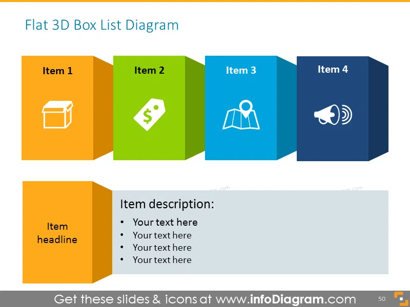 Flat 3D Box List Diagram