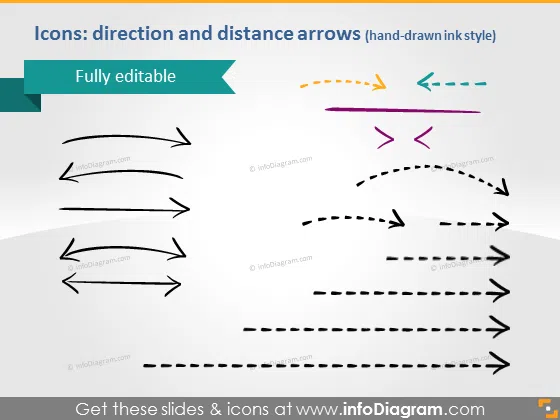 Hand drawn Arrows Path Maps PowerPoint shapes