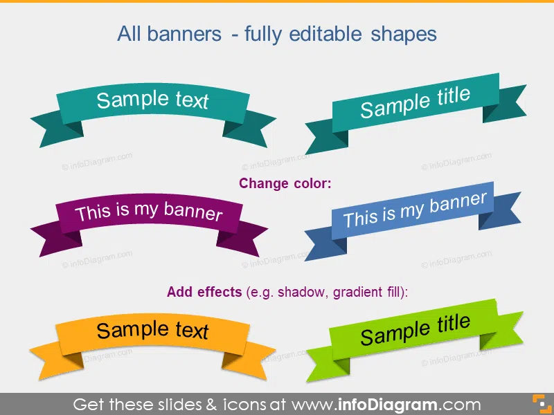Flat Banners Ribbons Metro Style Infographics Titles PPT