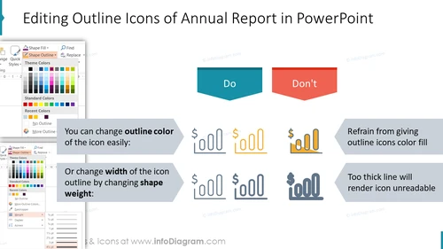 Editing Outline Icons of Annual Report in PowerPoint