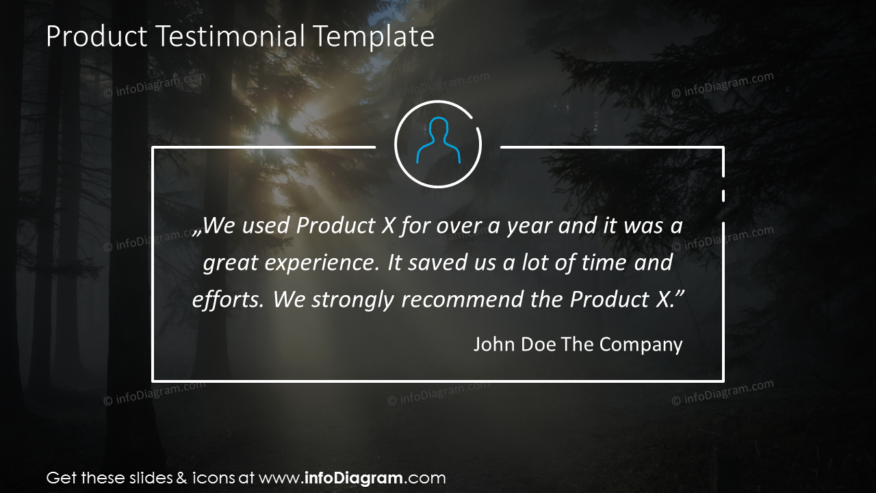 Product testimonial template on a picture background