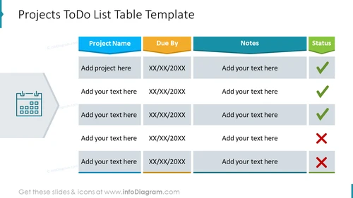 Projects ToDo List Table Template