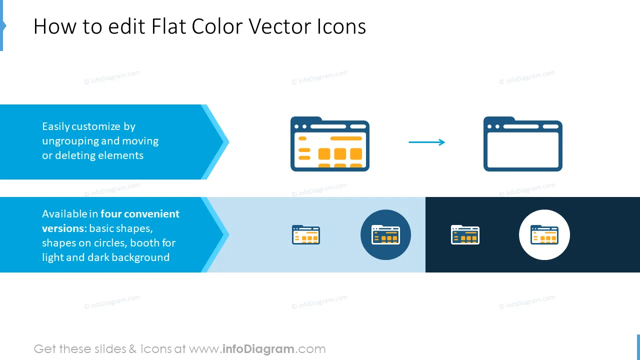 Editability of flat color vector icons