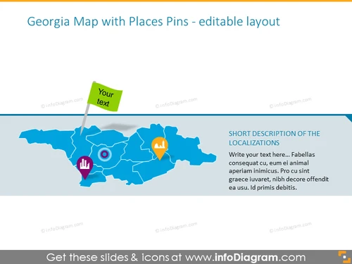 Georgia Map with Places Pins