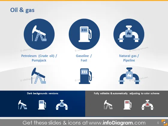 Petroleum oil gas Pumpjack fuel gasoline pipelone icon ppt