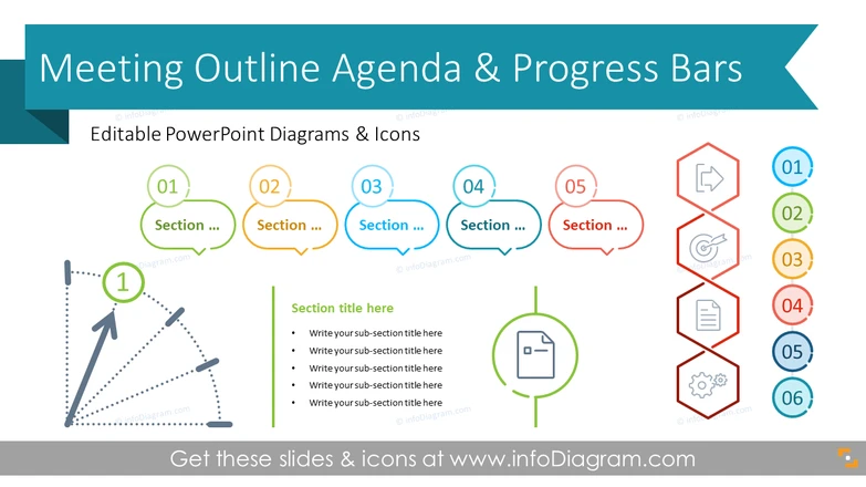 Meeting Outline Agenda & Sections Indicators (PPT Template)