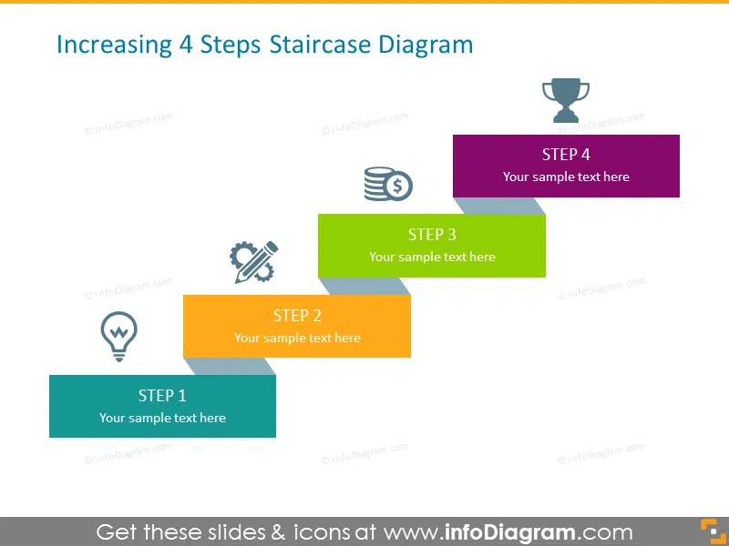 Stairs Diagram consisting of 4 Steps with Icons