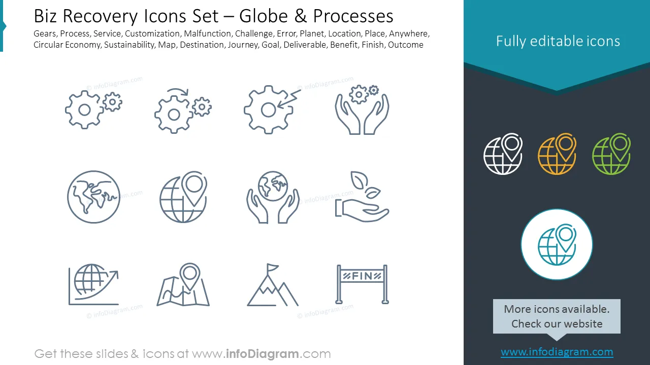 Biz Recovery Icons Set – Globe & Processes