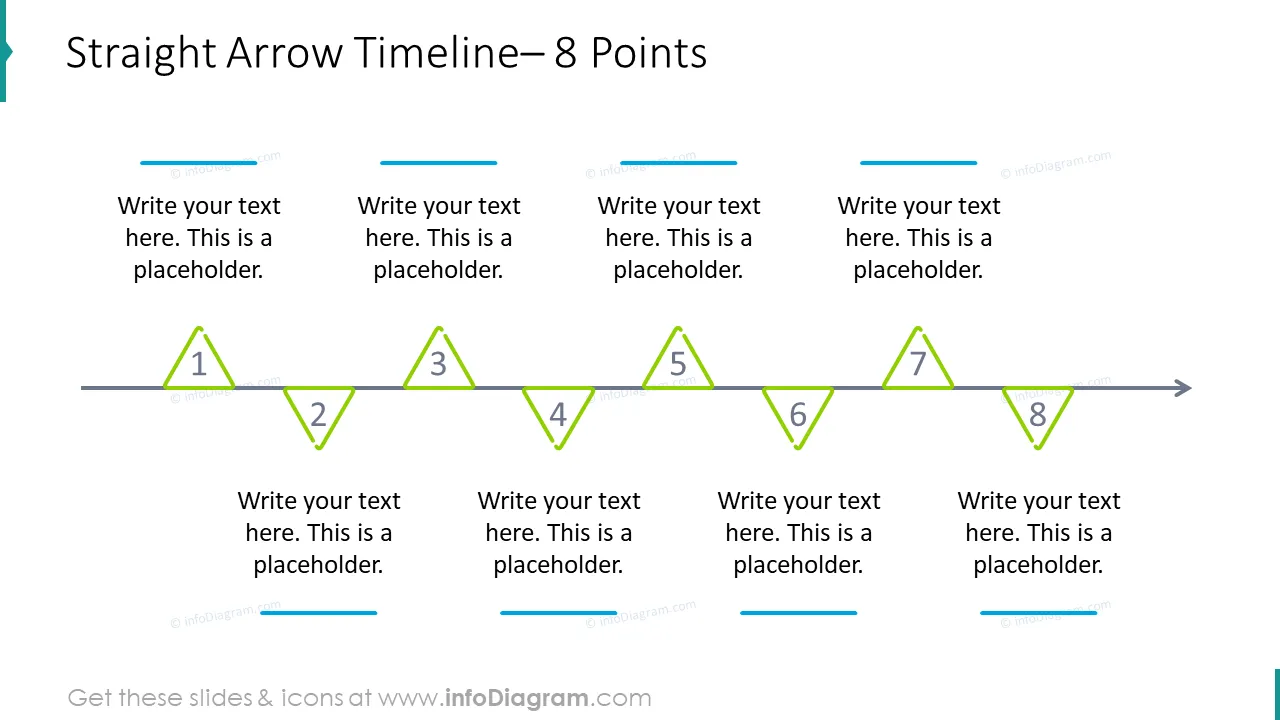 Straight arrow timeline for eight points
