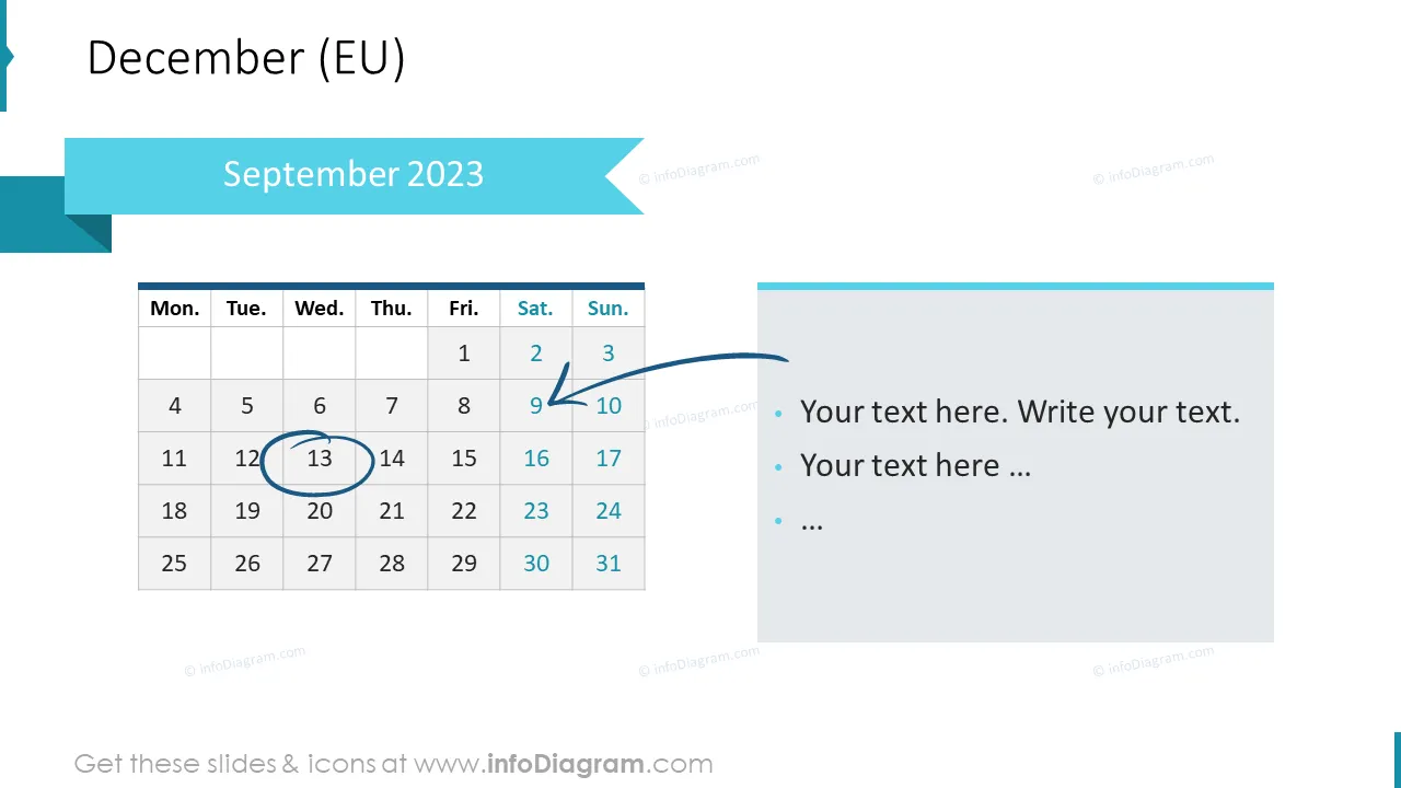 January Calendars 2022 EU with notes plan