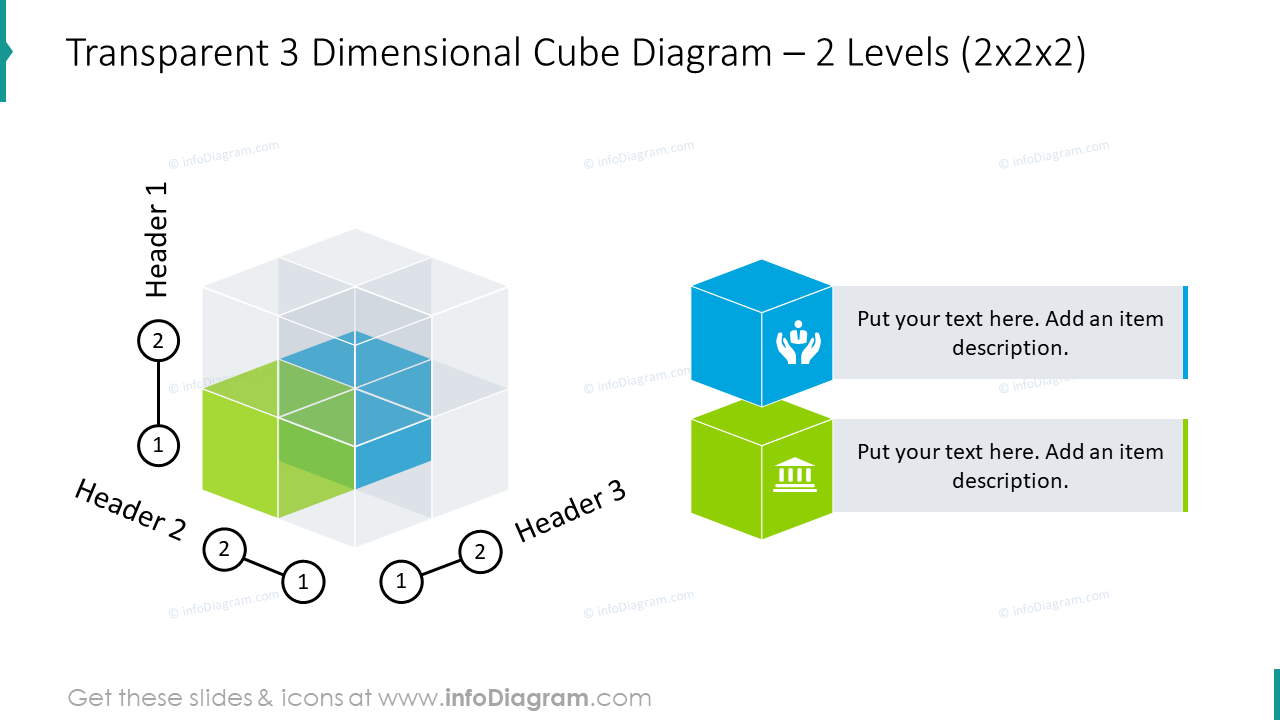 Transparent 3 dimensional cube graphics for 2 levels 