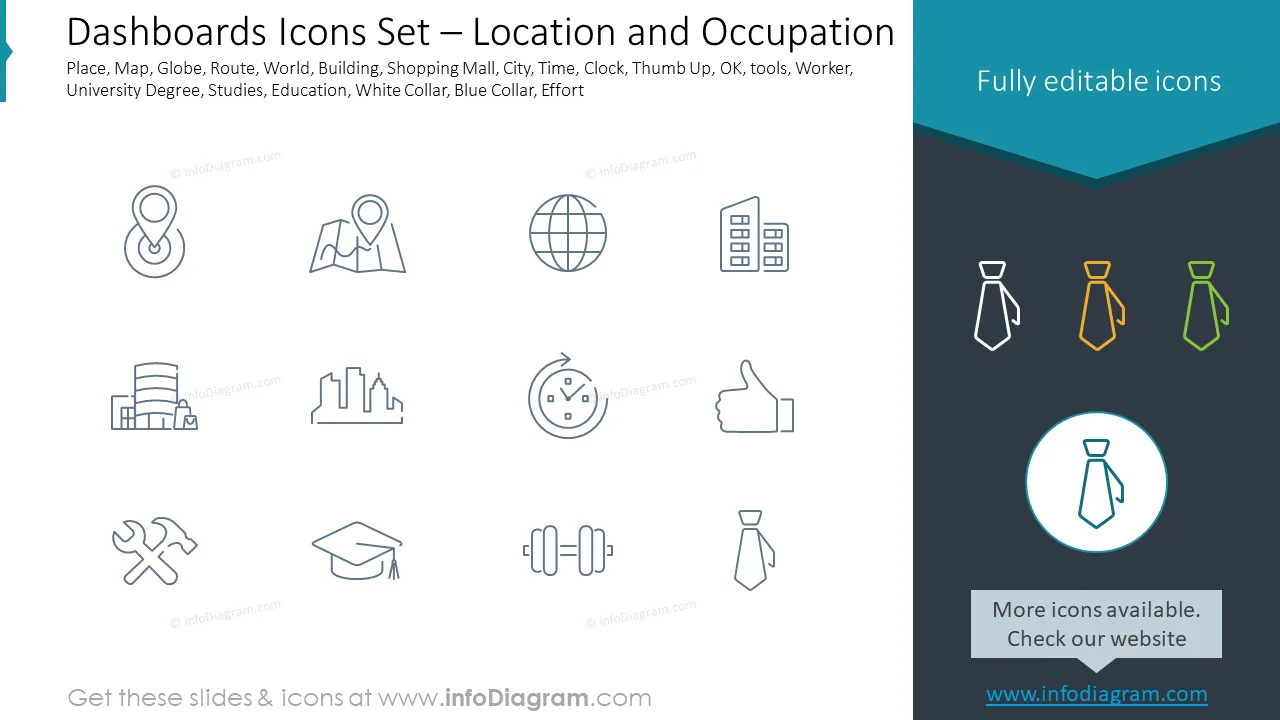 Dashboards Icons Set – Location and Occupation