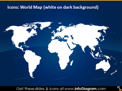 White World map dark background pptx infographics