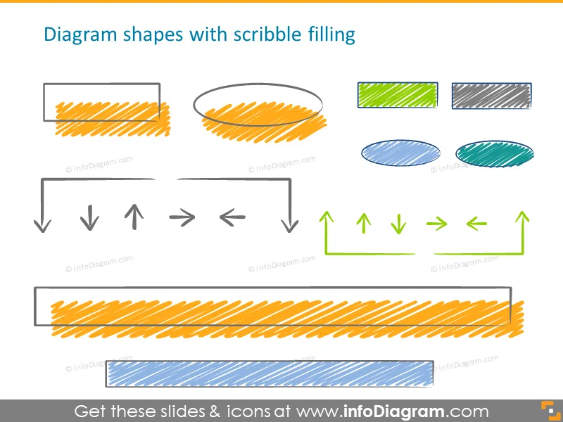 diagram scribble handwritten shapes filling icons ppt clipart