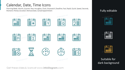 Calendar, Date, Time Icons