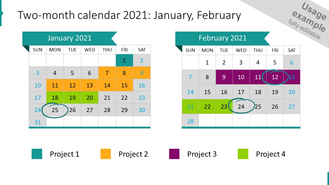 Two-month calendar 2021: January, February
