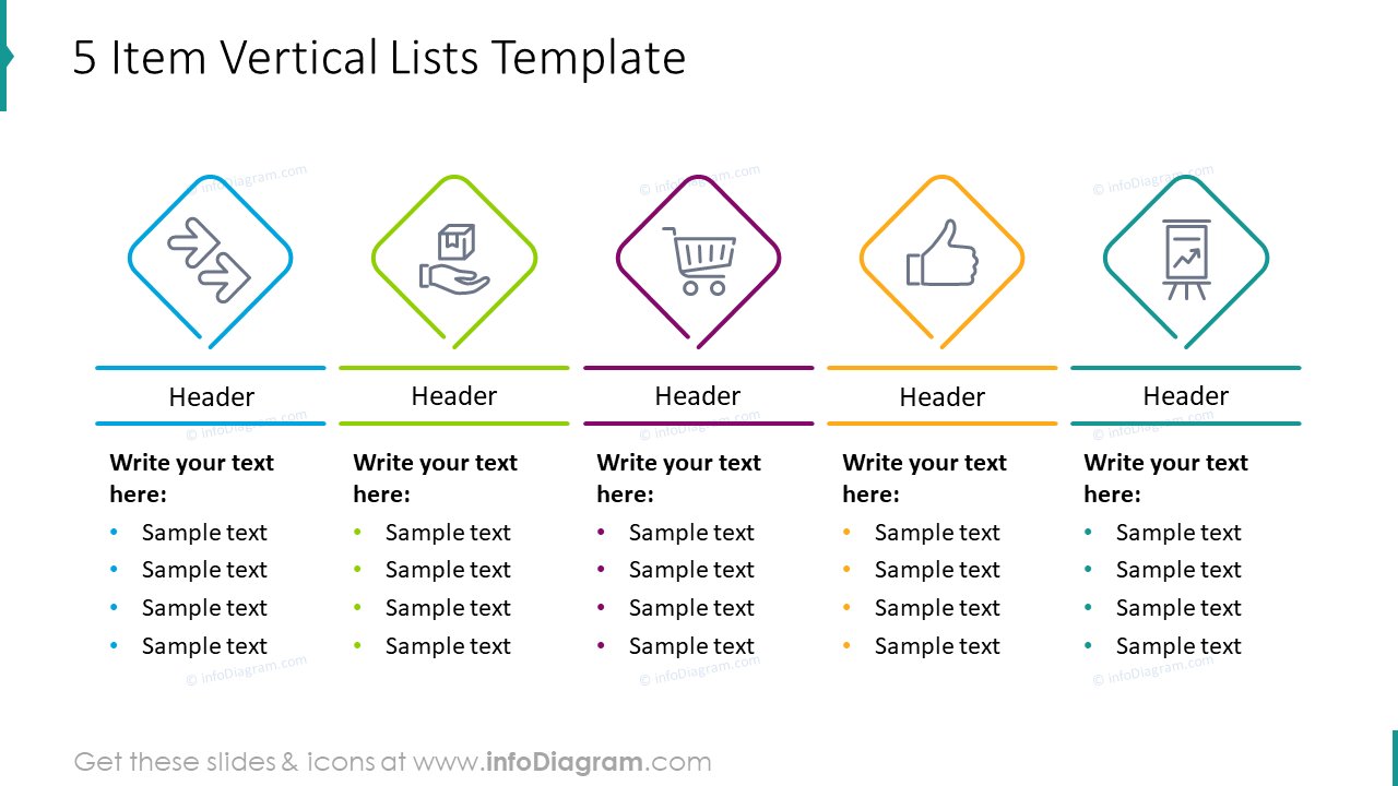 Five item vertical lists template