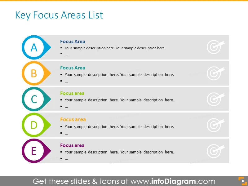 Key focus areas colorful list