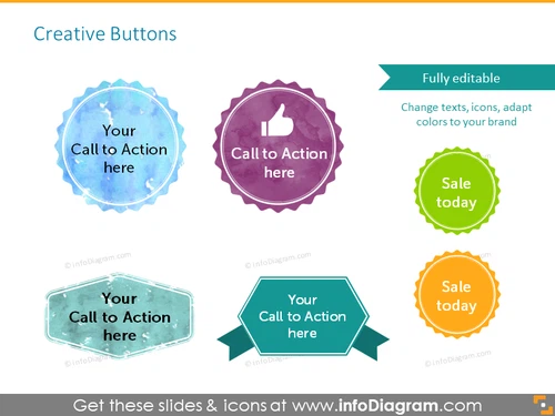 Example of creative call to action buttons with icons 