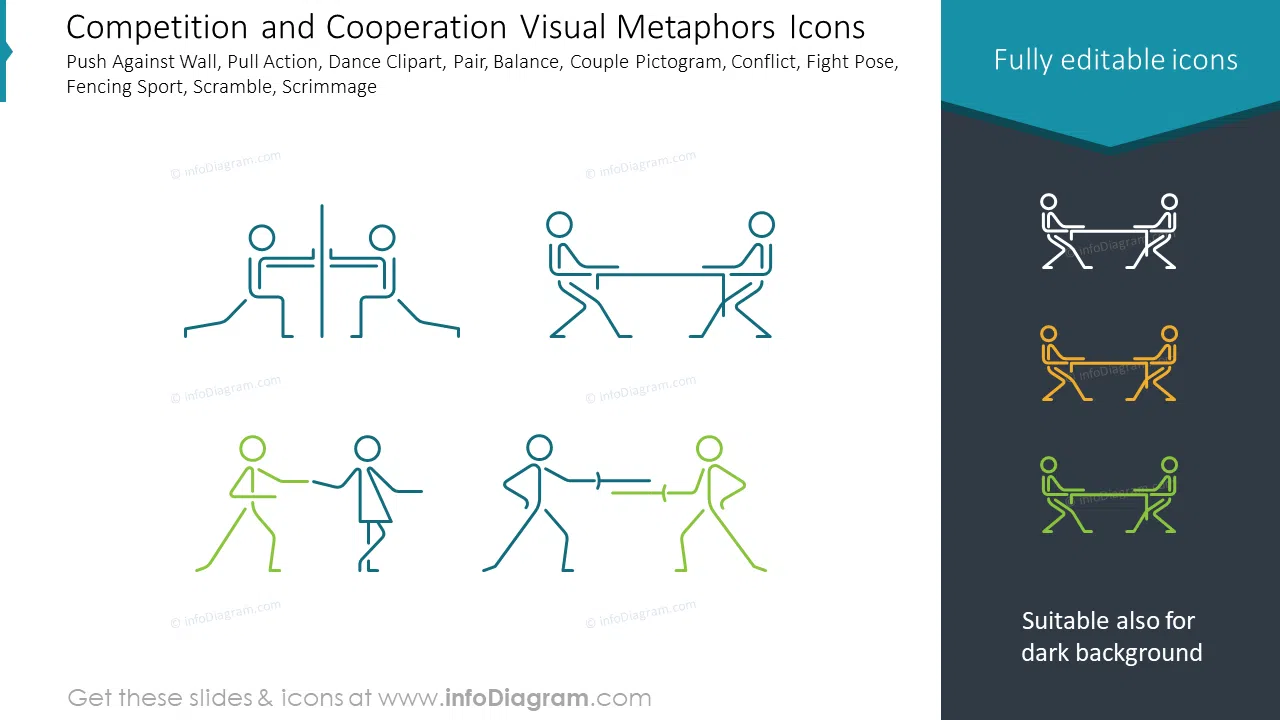 Competition and Cooperation Visual Metaphors Icons