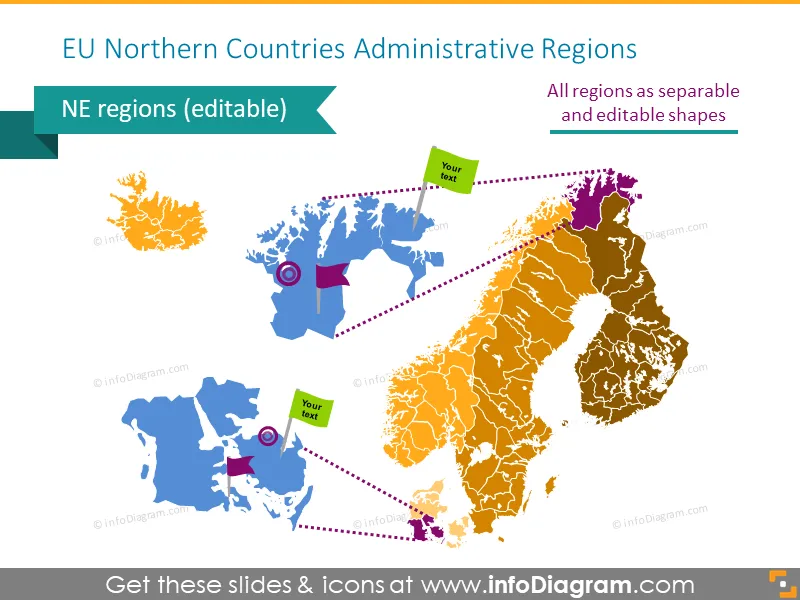 Northern countries administrative regions map