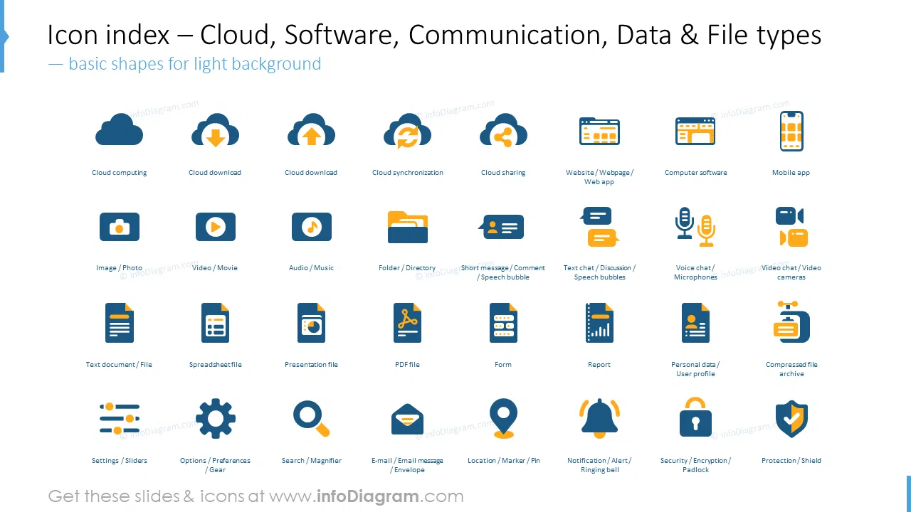 Icon index: cloud, software, communication, data
