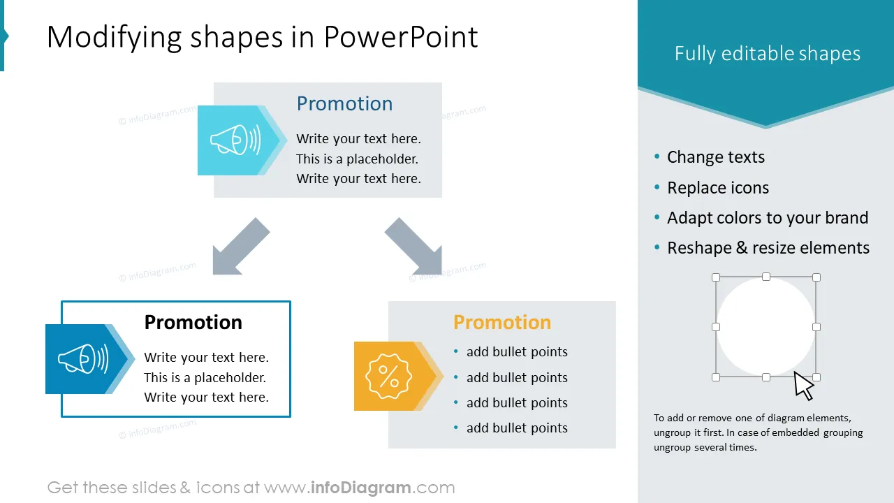 Modifying shapes in PowerPoint
