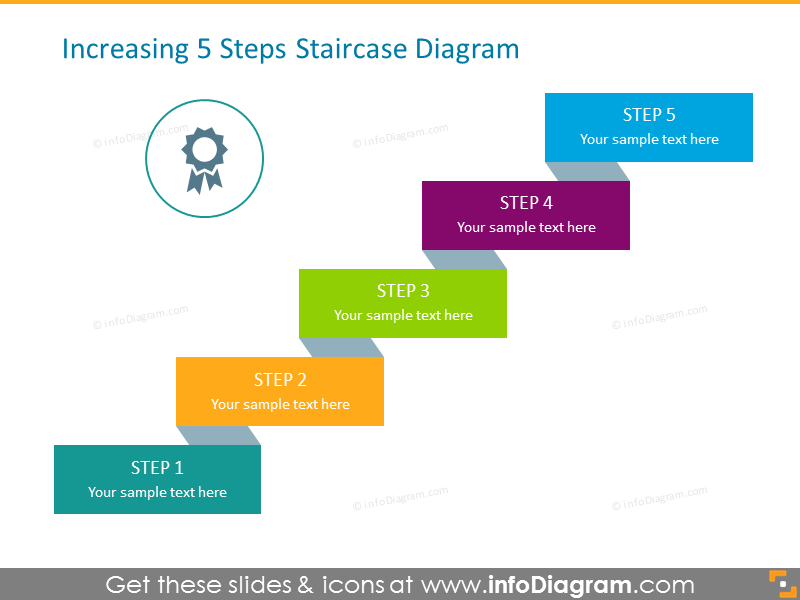 5 Stairs and Steps PowerPoint Diagram - Stairs Diagram 5 Steps Template