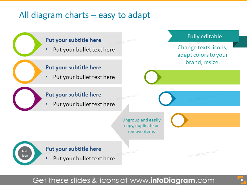 PowerPoint editable vector shapes, adaptable charts, example of editing