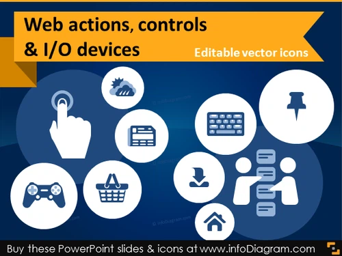 IT icons Website Actions Content Controls (flat PPT clipart)