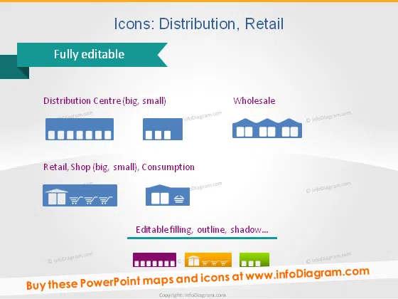 distribution icons transport wholesale retail shop ppt clipart