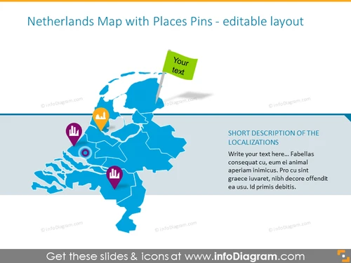 Example of the Netherlands map with places pins