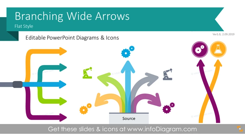 Branching Wide Arrows for Process Block Flow Charts (PPT Diagrams)