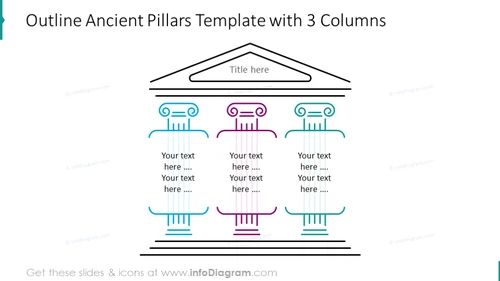 Outline ancient pillars 3 columns diagram