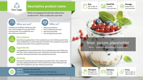 Food Product Sell Sheet Slide | Professional One Pager PPT Templates